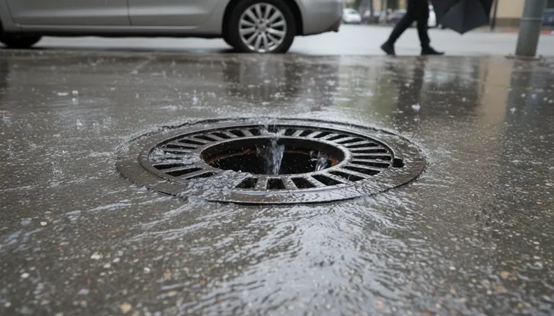 Illustration of drain: a pipe for carrying off liquid