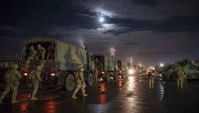 Illustration of mobilization: The act of preparing for movement or action.