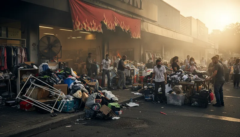 Illustration of fire sale: a sale of goods at very low prices.