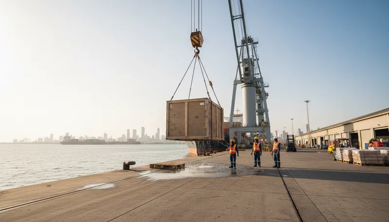 Illustration of delivered ex quay: Goods delivered directly from the dock.