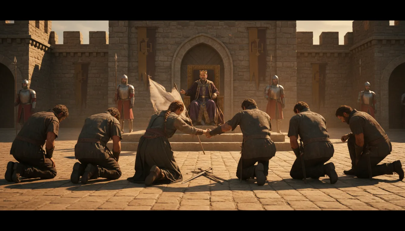 submit 的插圖：to yield or surrender to authority