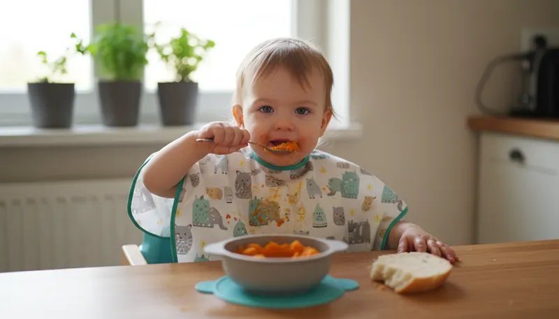 Illustration of bib: A cloth worn to protect clothing while eating.