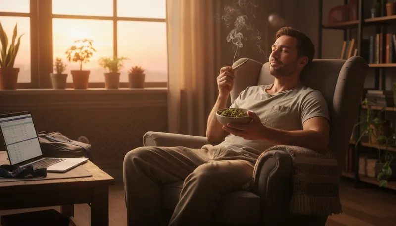 Illustration of kush: A type of cannabis strain.