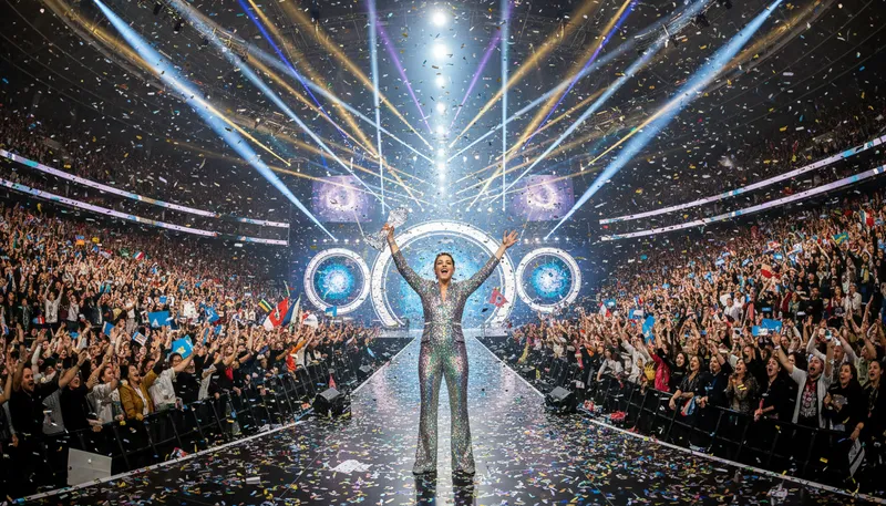 Illustration of eurovision: Annual music competition among European countries.