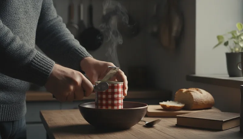Illustration of canned food: food preserved in sealed metal containers