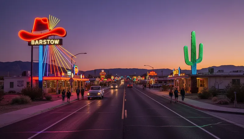 Illustration of barstow: A city in California known for its location.