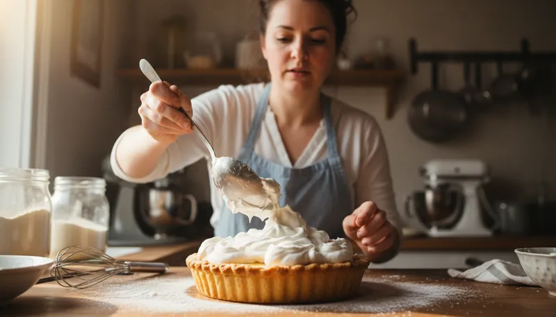 Illustration of meringue: A light dessert made from whipped egg whites.