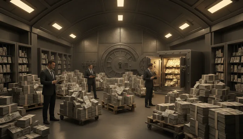 Illustration of vault: A secure room for storing valuables.