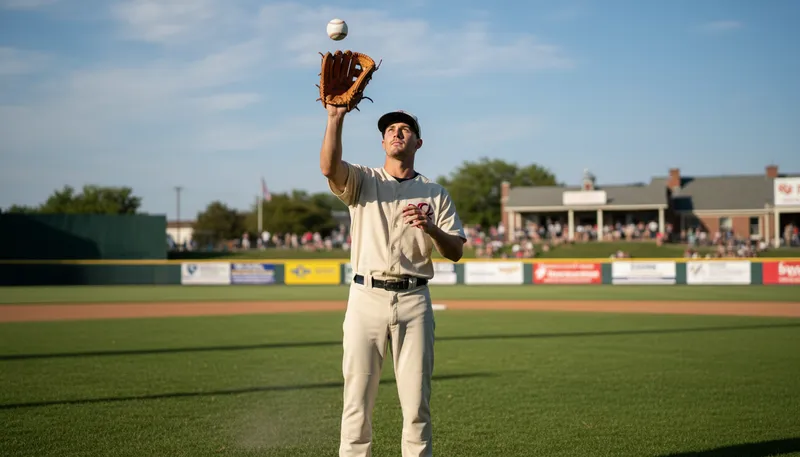 Illustration of outfielder: A baseball player positioned in the outfield.