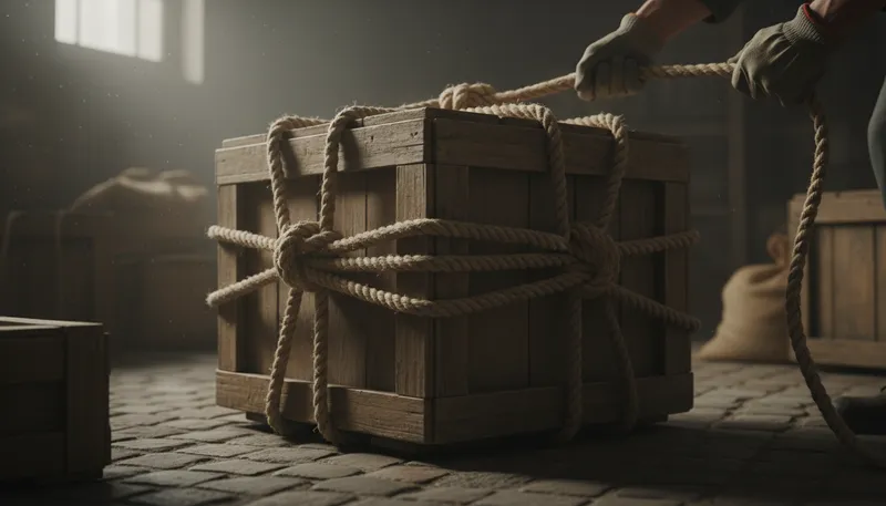 Illustration of bound: tied or secured in place