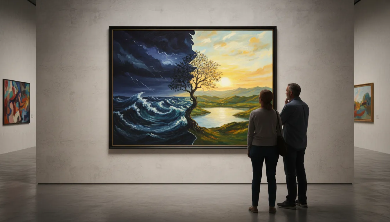 Иллюстрация dualism: The belief in two opposing forces.