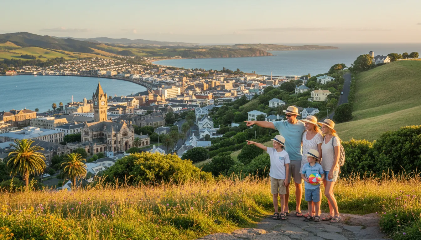 Dunedin 的插图：A city in New Zealand known for its culture.
