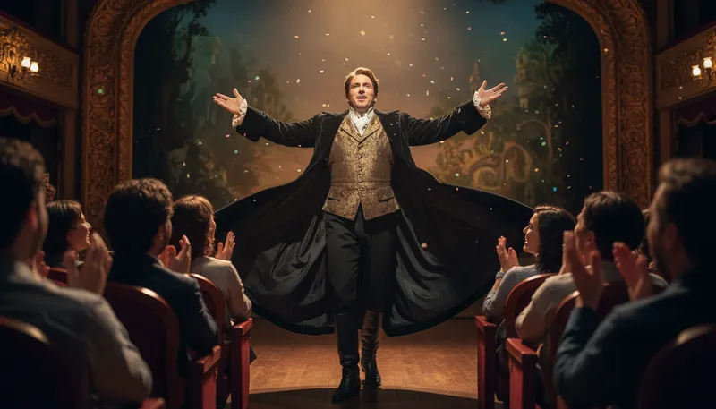 Illustration of theatrical: exaggerated or dramatic in behavior