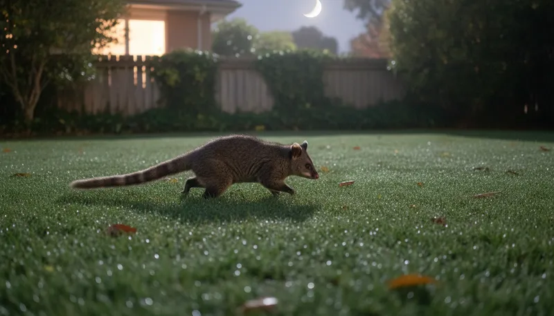 Illustration of possum: A small marsupial with a long tail.