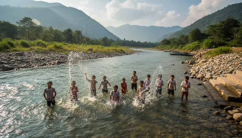 Illustration of ganga: a major river in India, often worshipped