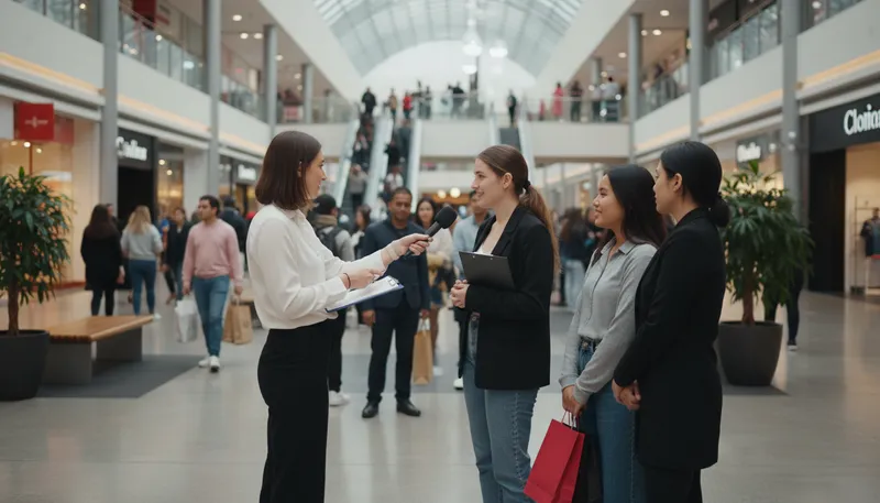 Illustration of pollster: A person conducting surveys for opinions.