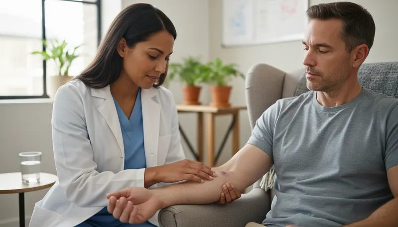 Illustration of clinician: A healthcare professional providing patient care.