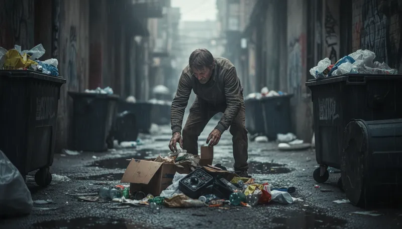 Illustration of junkie: a person addicted to something, often drugs