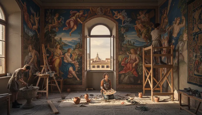 Illustration of renaissance: A revival of art and culture in Europe.