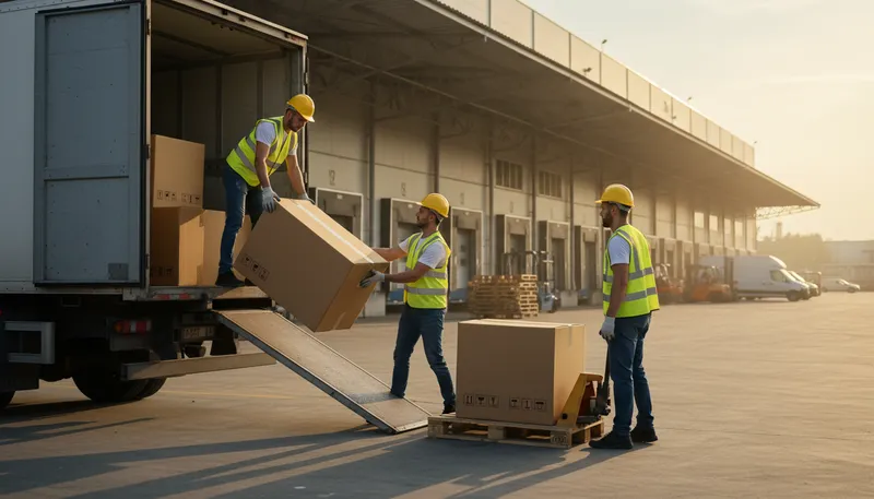 Illustration of unload: remove items from a vehicle or container.