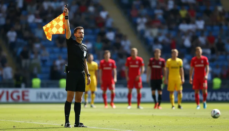 Illustration of linesman: An official who assists the referee in sports.