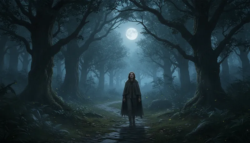 Illustration of moonlit: Illuminated by the light of the moon.
