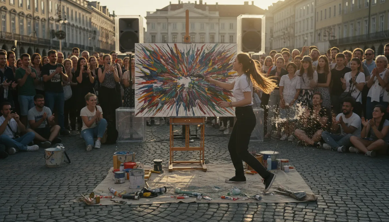 make a noise in the world 일러스트: create a significant impact or attention.