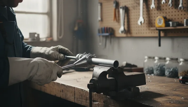 Illustration of ream: To enlarge a hole using a tool.