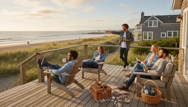 Illustration of seabrook: A coastal area or town, often touristy.