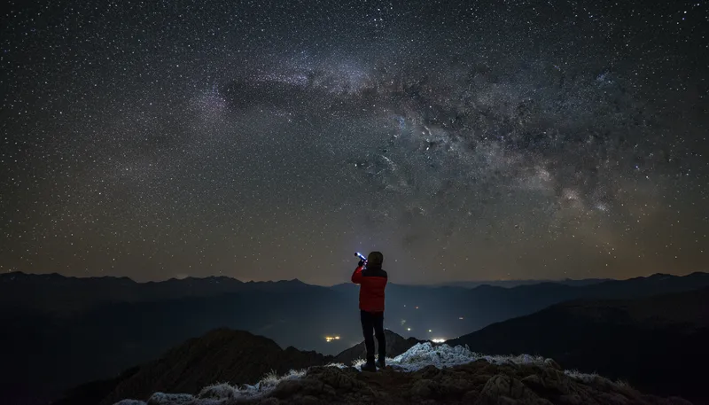 Illustration of universe: All of space, stars, and planets together.