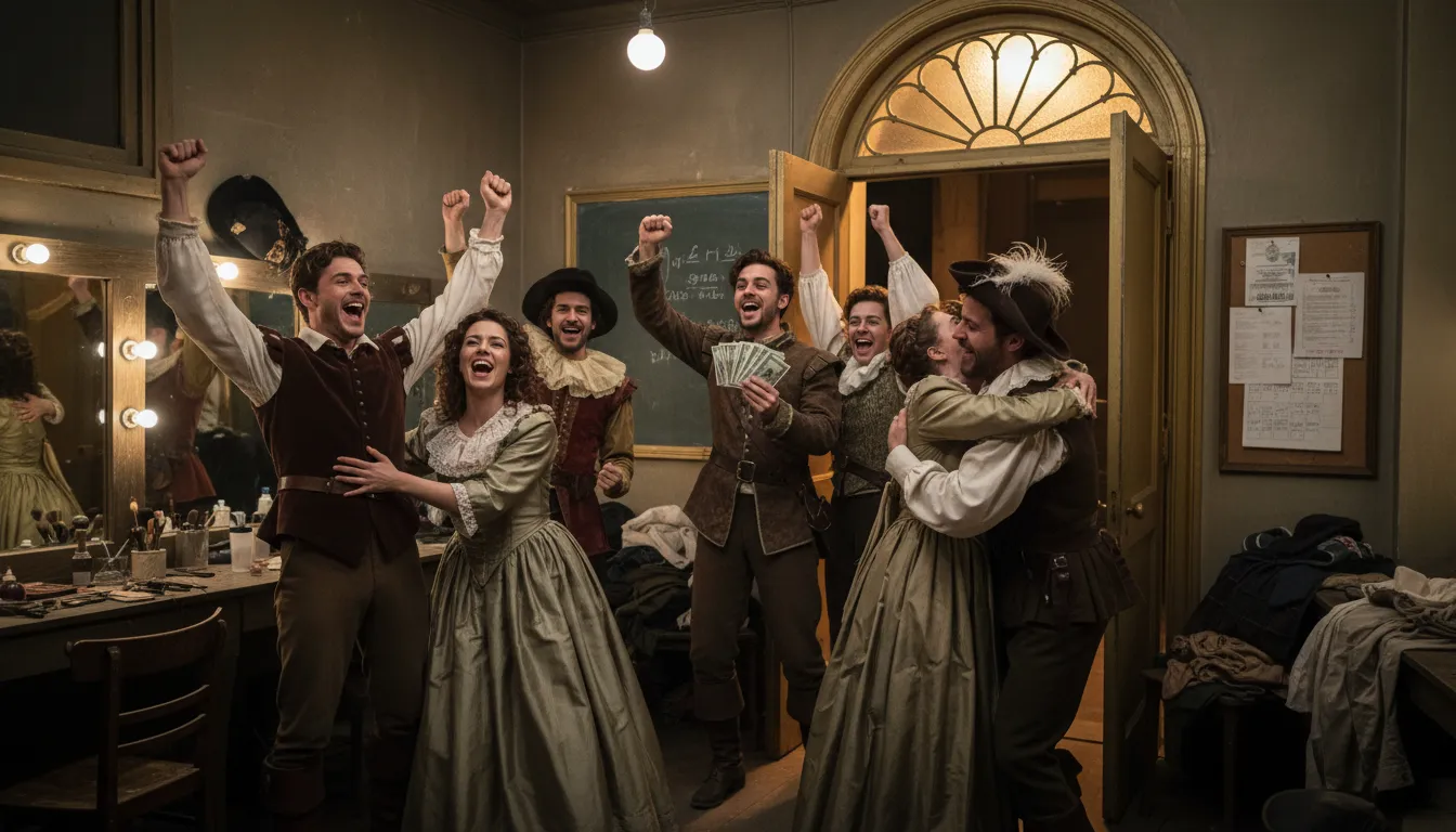 Ilustrasi the ghost walks: It is payday for the actors in a theater.
