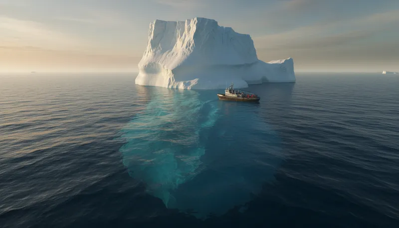 Illustration of tip of the iceberg: A small visible part of a larger issue.