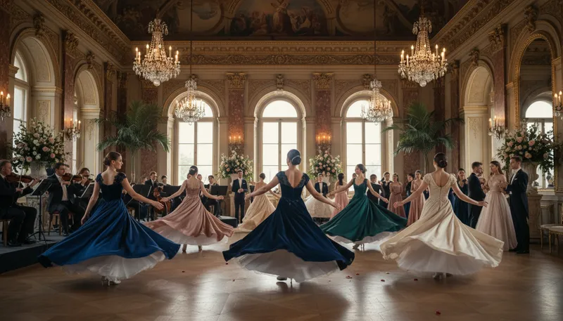 Illustration of belles: Beautiful women, often in a social context.