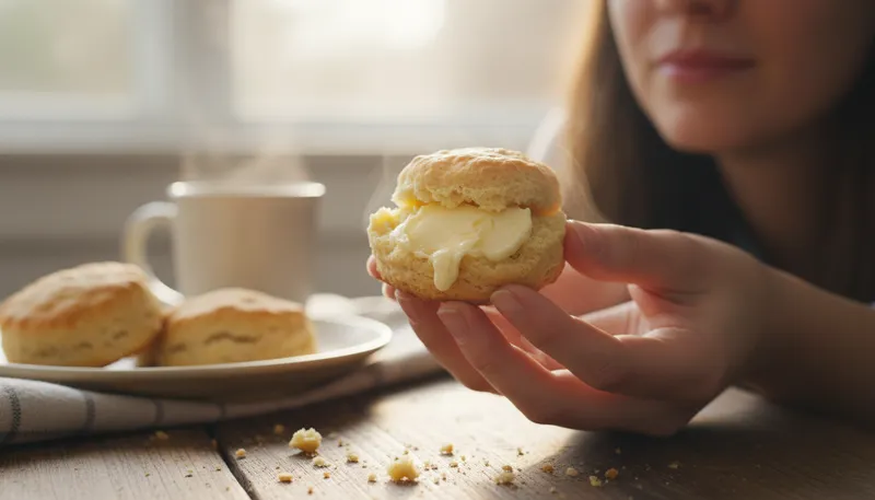 Illustration of biscuit: a small baked bread, often flaky