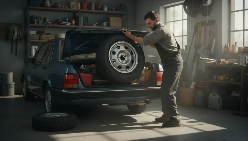 Illustration of spare tire: an extra tire for emergencies.