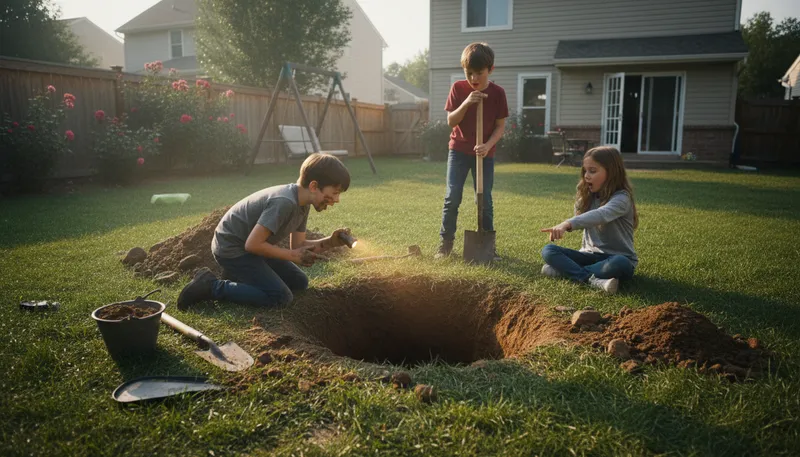 Illustration of underground: Located beneath the surface of the ground.