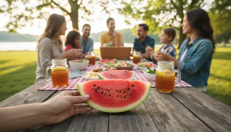 Illustration of sandia: The Spanish word for watermelon.