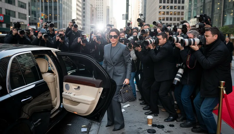 Illustration of paparazzi: Photographers who follow celebrities for candid shots.