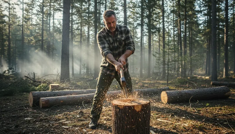 Illustration of feller: A person who cuts down trees.