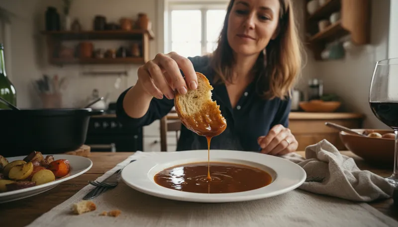 Illustration of sop: A piece of bread used to soak liquid.