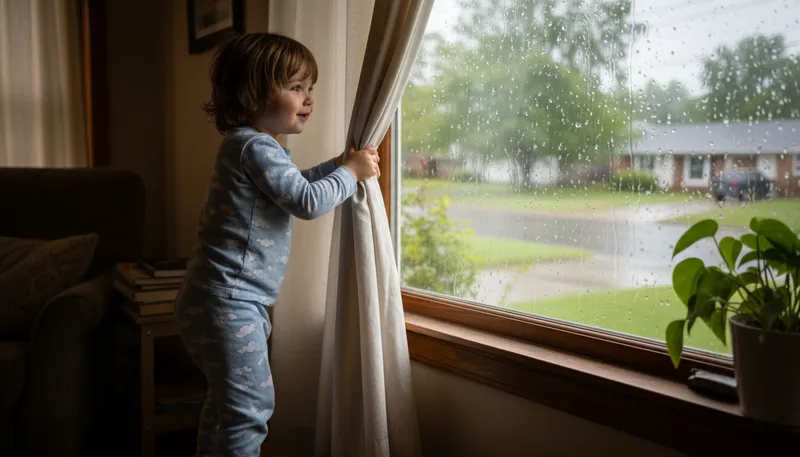 Illustration of curtain: A piece of cloth that covers a window.