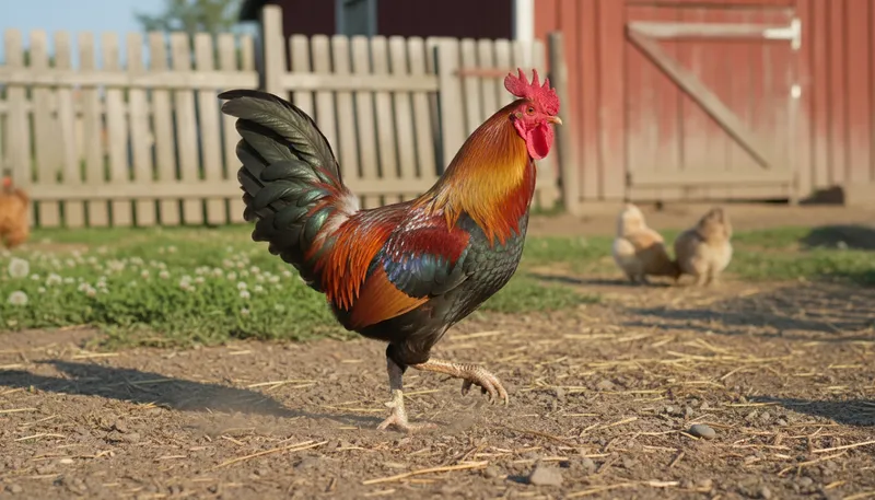 Illustration of bantam: Small and often aggressive breed of chicken.