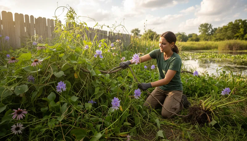 Illustration of invasive: Tending to spread and harm local ecosystems.