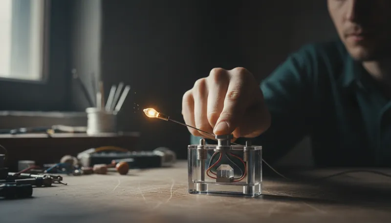 Illustration of piezoelectric: Generating electricity from mechanical pressure.