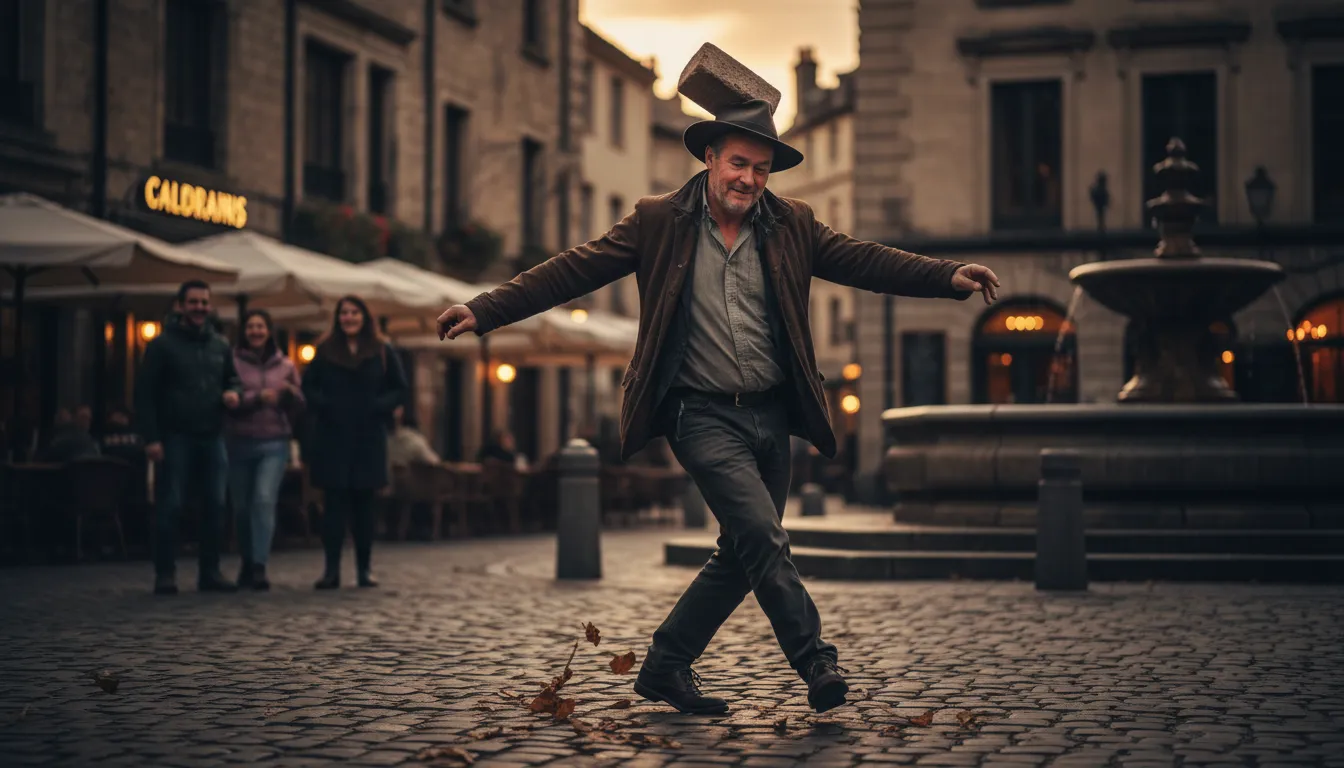 brick in one's hat 일러스트: A state of being very drunk or intoxicated.
