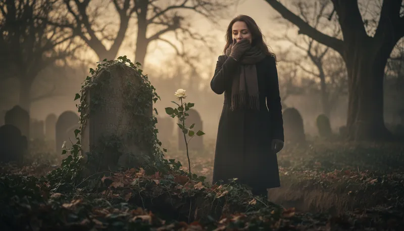 Illustration of take to the grave: Keep a secret forever without revealing it.