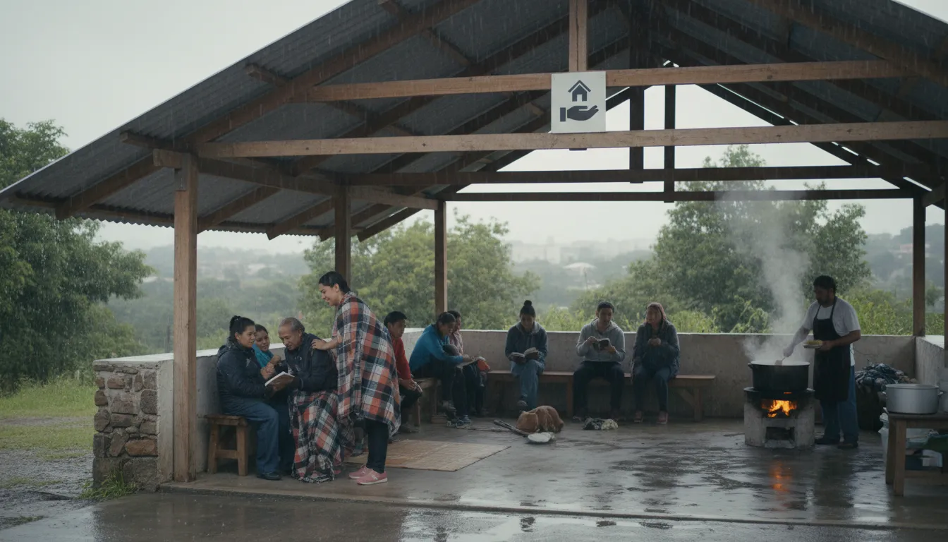 Illustration von roof over one's head: a place to live and stay safe