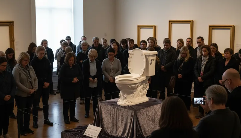 Illustration of worship the porcelain goddess: admire beauty intensely