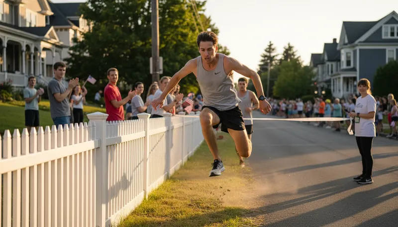 Illustration of hurd: To leap over an obstacle in a race.