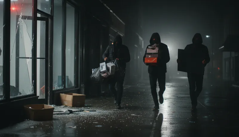 Illustration of looters: People who steal during a disaster or chaos.